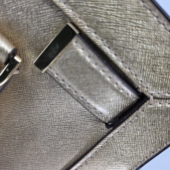 Michael Kors Dillon Large Satchel Champagne Gold Saffiano Leather - Picture 5 of 16